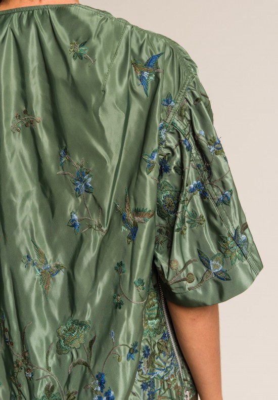 Sacai Floral Embroidered Top in Khaki