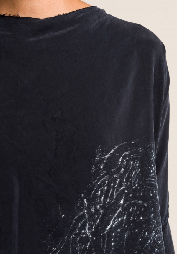 Jaga Hand-Painted Long Sleeve Top in Black