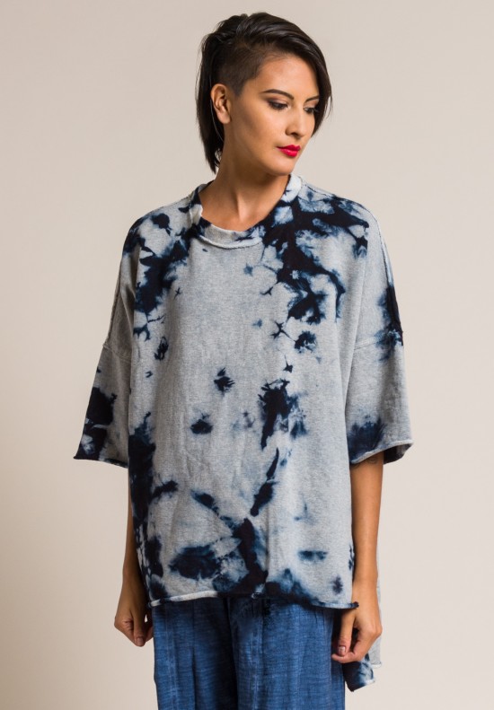 Gilda Midani Cotton Fleece Pattern Dyed Super Tee in Blue Stain