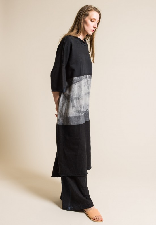 Gilda Midani Cotton Fleece Super Dress in Stripe Black & Grey
