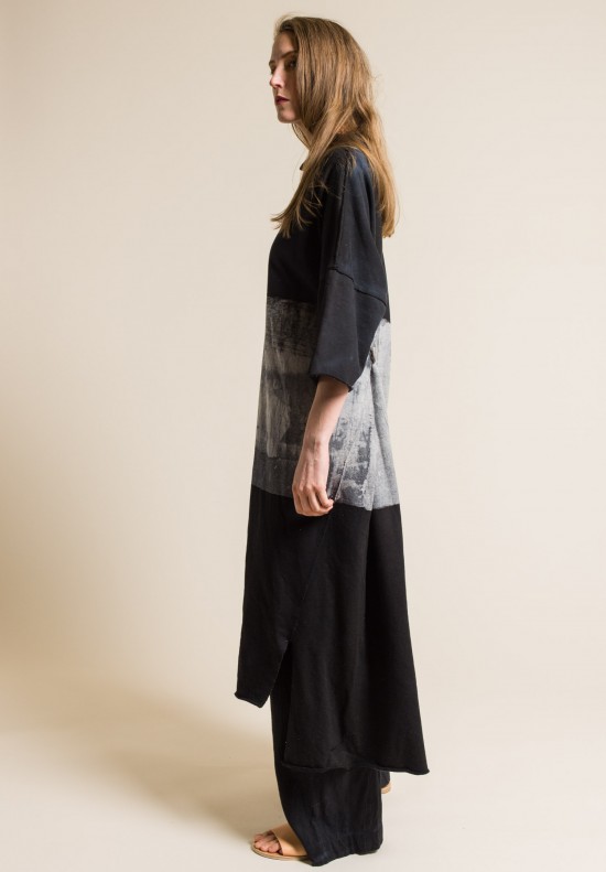 Gilda Midani Cotton Fleece Super Dress in Stripe Black & Grey