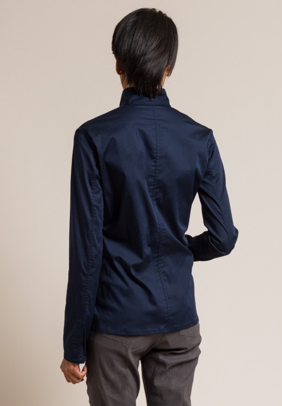 Lareida Stretch Cotton Stand Collar Catharina Shirt in Paris Blue