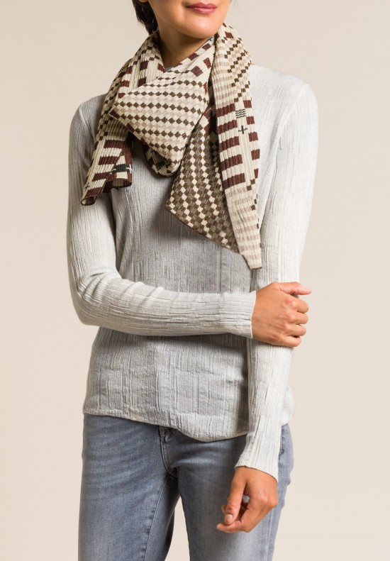 Nuno Wool Narrow Tiles Scarf in Brown Mix