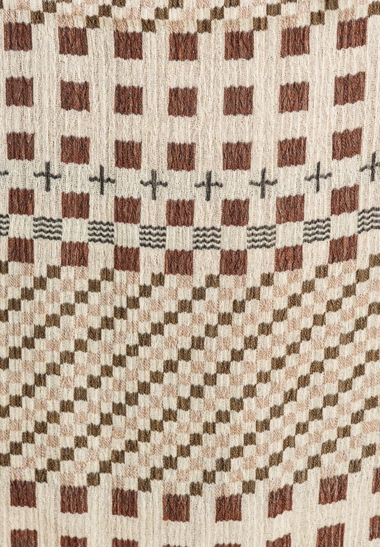 Nuno Wool Narrow Tiles Scarf in Brown Mix