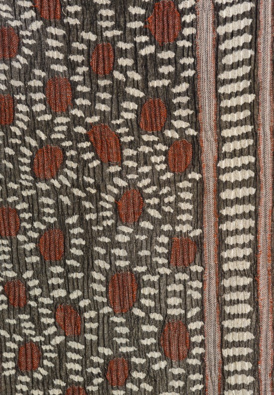 Nuno Wool/Cotton Hittsuki Mushi Narrow Scarf in Brown/Black/White