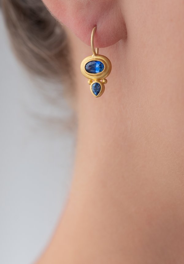 Denise Betesh 22k, Double Sapphire Earrings	