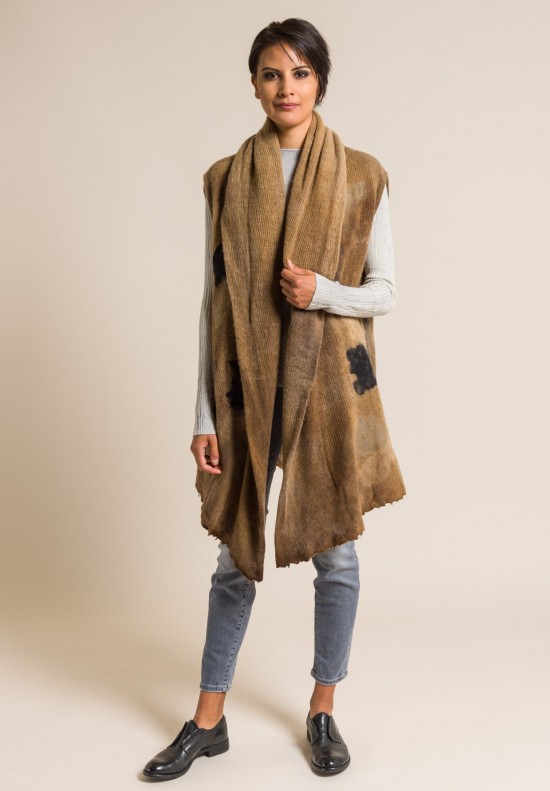Avant Toi Merino Wool/Cashmere Oversize Felted Vest in Caramel