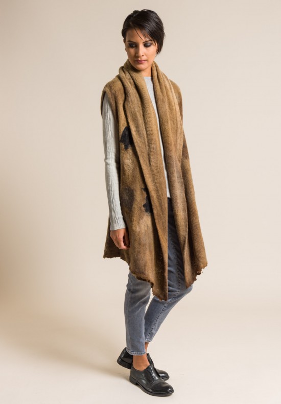 Avant Toi Merino Wool/Cashmere Oversize Felted Vest in Caramel