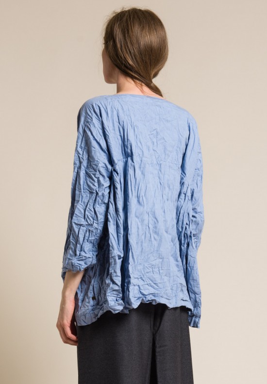 Daniela Gregis Washed Cotton Oversized Painter Top in Light Blue