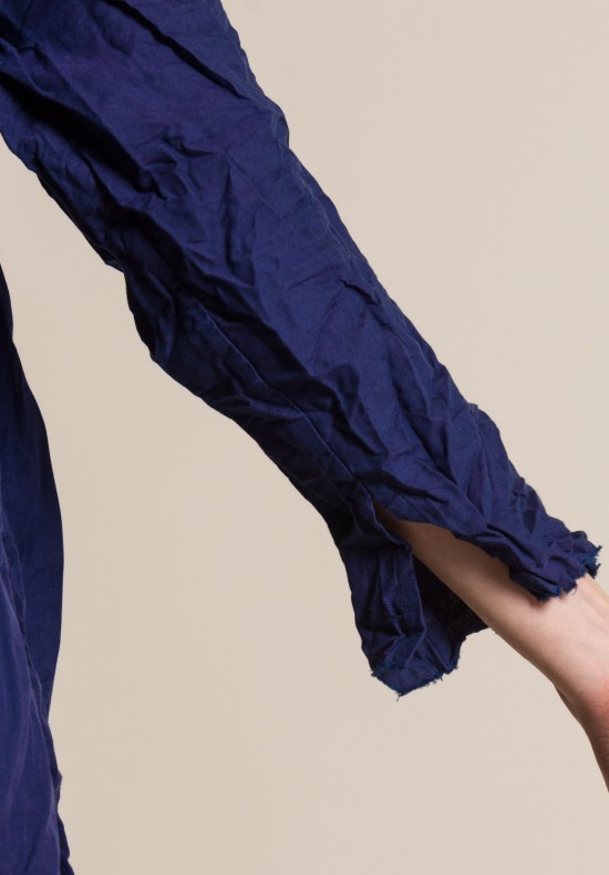 Daniela Gregis Washed Cotton Oversized Painter Top in Dark Blue