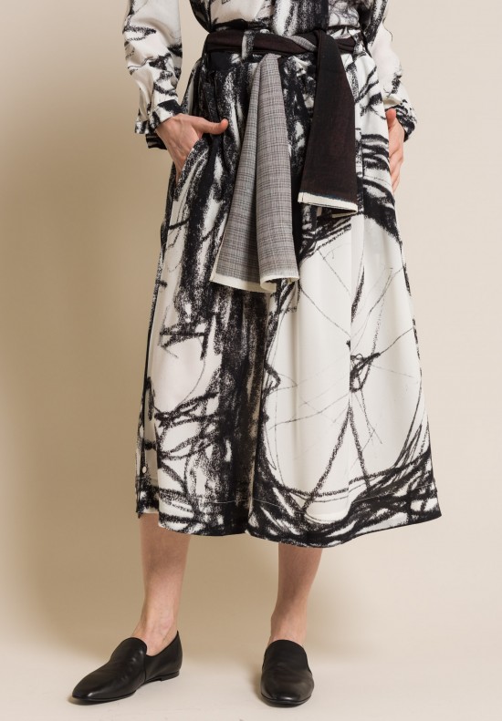 Daniela Gregis Silk Wide Skirt in Ruota Print