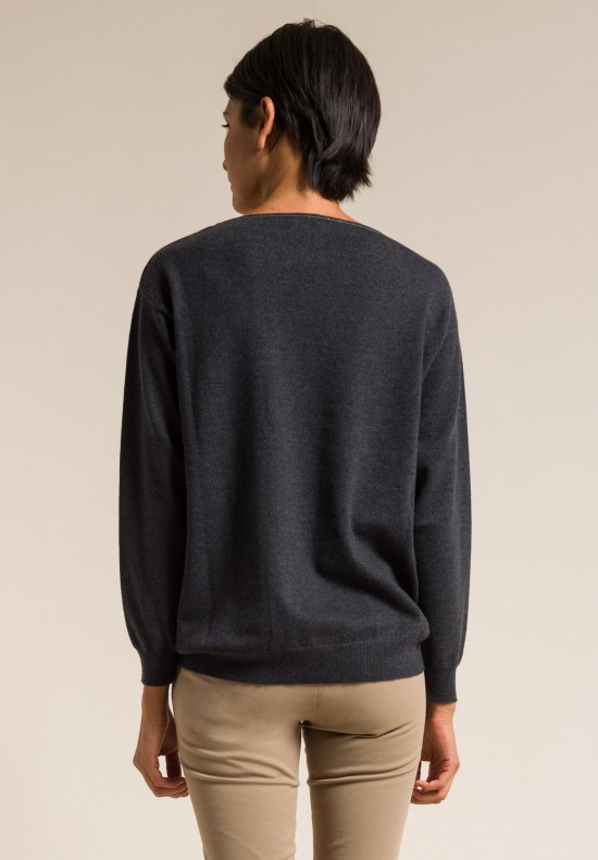 Brunello Cucinelli Cashmere Relaxed Sweater in Grey