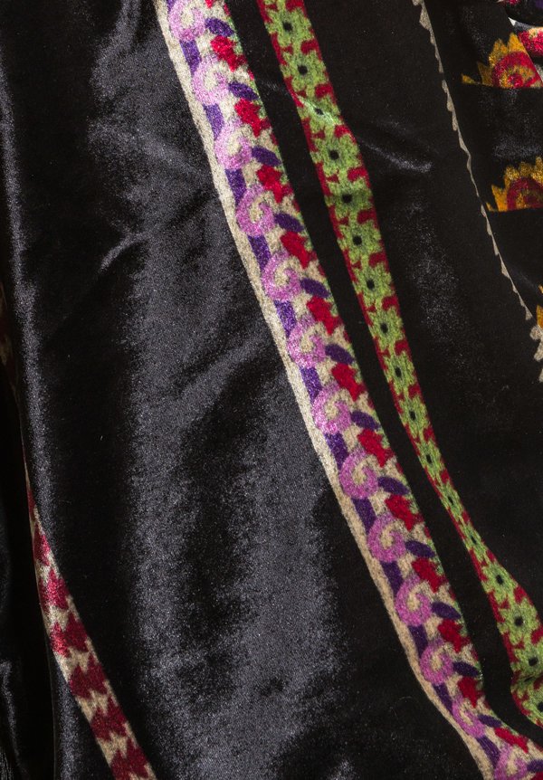 Etro Double Layer Velvet & Tassel Scarf in Black