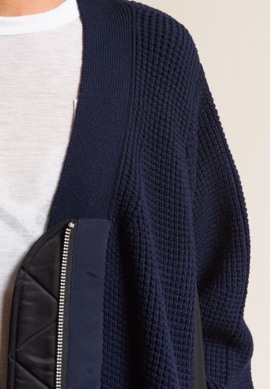 Sacai Wool Knit & Multi-Fabric Oversized Jacket in Navy