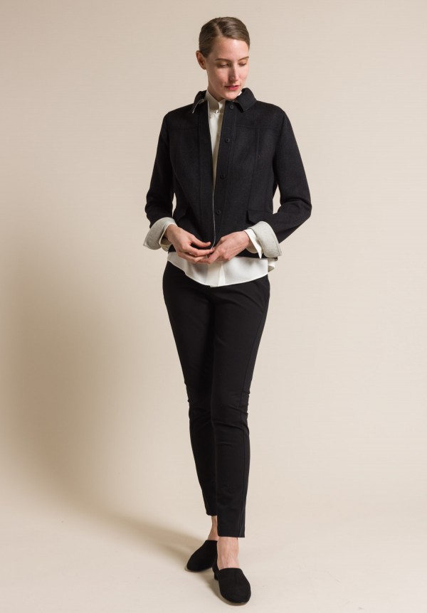Akris Wool Reversible Lena Lena Jacket in Black/Cream