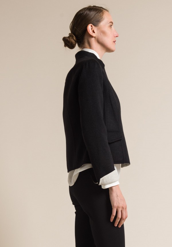 Akris Wool Reversible Lena Lena Jacket in Black/Cream