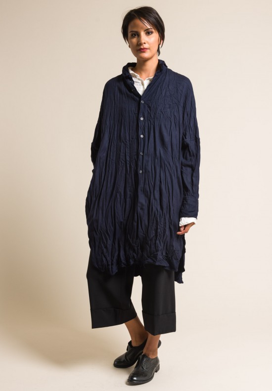 Casey Casey Wool/Cashmere Long Odem Shirt in Royal