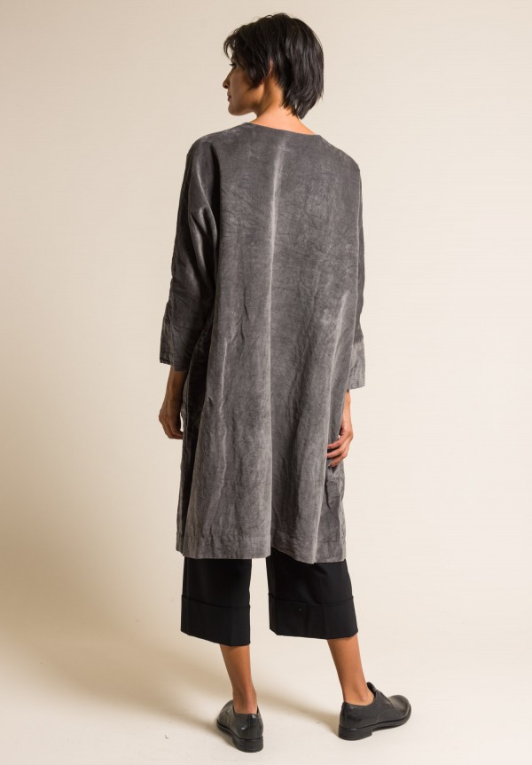 Casey Casey Cotton/Linen Velvet Emmaus Dress in Grey