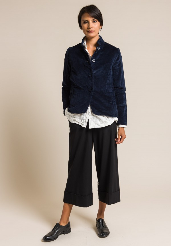 Casey Casey Cotton/Linen Velvet Chloe Jacket in Navy