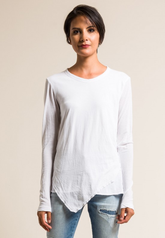 Wilt 2-Ply Fine Cotton Long Sleeve Easy Tee in White