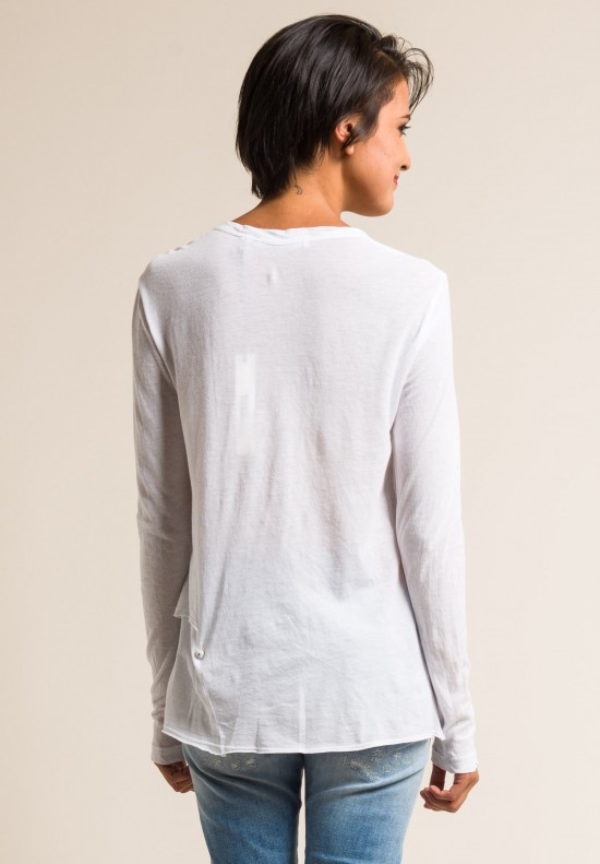 Wilt 2-Ply Fine Cotton Long Sleeve Easy Tee in White