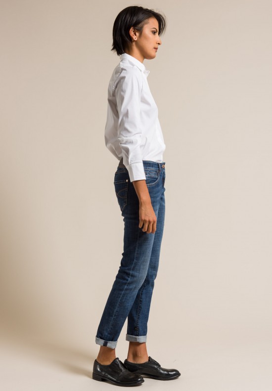 Brunello Cucinelli Stretch Denim Slim Fit Jean in Blue