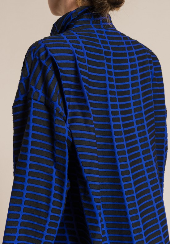 Issey Miyake Long Skew Textured Jacket in Purple