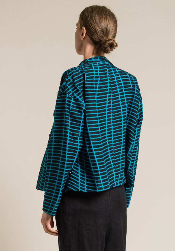 Issey Miyake Skew Textured Jacket in Turquoise