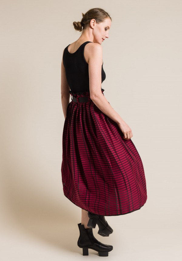 Issey Miyake Skew Textured Skirt in Red