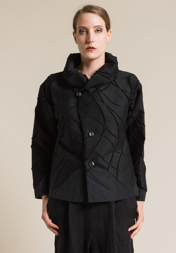 Issey Miyake Warp Textured Print Jacket in Black