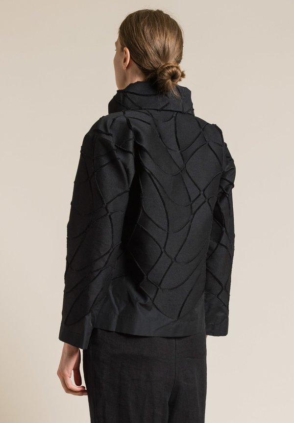 Issey Miyake Warp Textured Print Jacket in Black