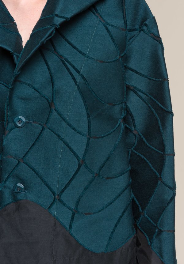 Issey Miyake Warp Textured Print Jacket in Green