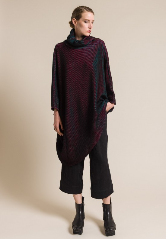 Issey Miyake Auroral Poncho Style Sweater in Turquoise