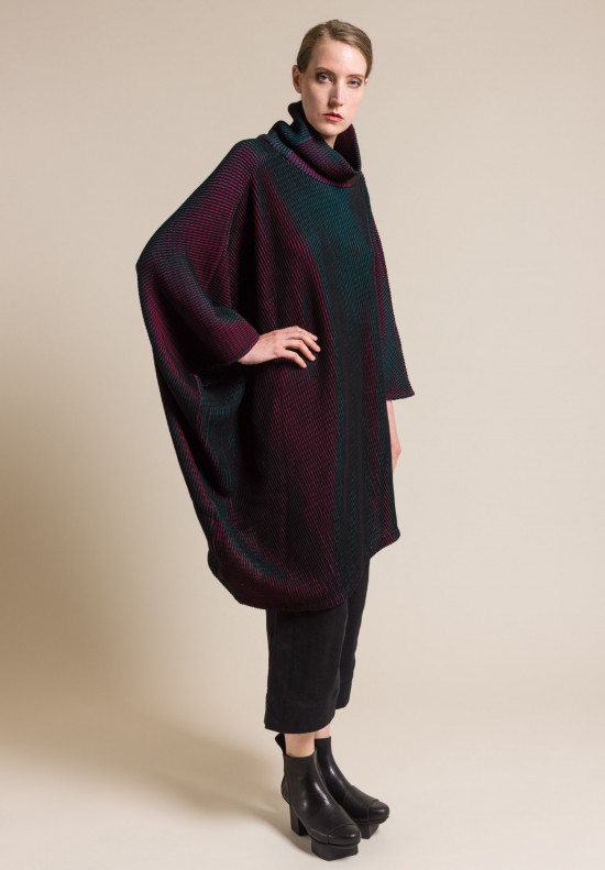 Issey Miyake Auroral Poncho Style Sweater in Turquoise