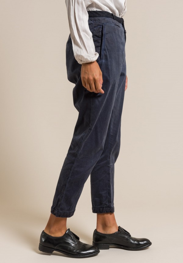 Umit Unal Cotton Drop Crotch Trousers in Navy