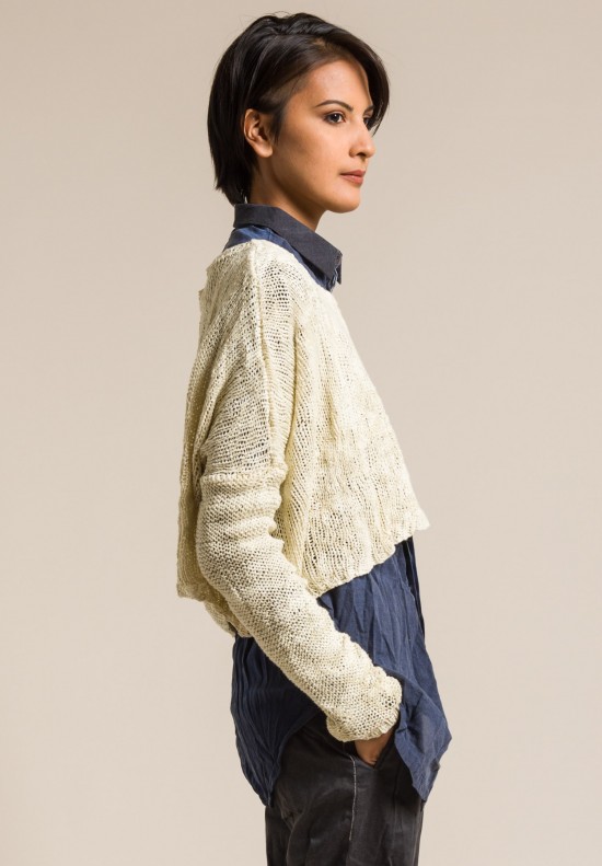 Umit Unal Cotton Cropped Oversized Sweater in Cream