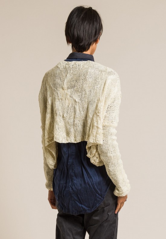 Umit Unal Cotton Cropped Oversized Sweater in Cream