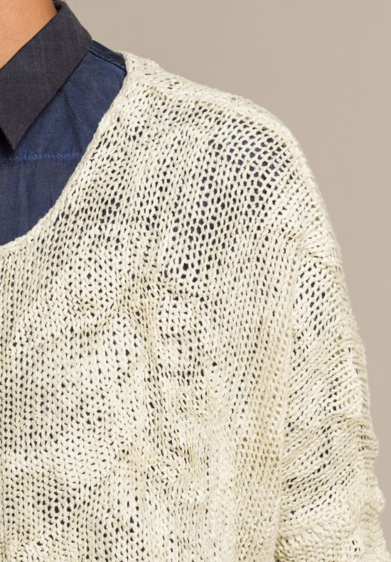 Umit Unal Cotton Cropped Oversized Sweater in Cream