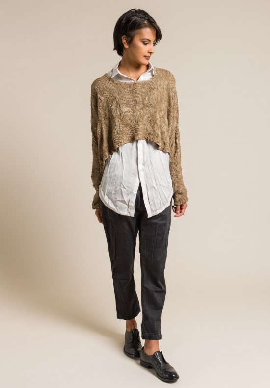 Umit Unal Cotton Cropped Oversized Sweater in Brown