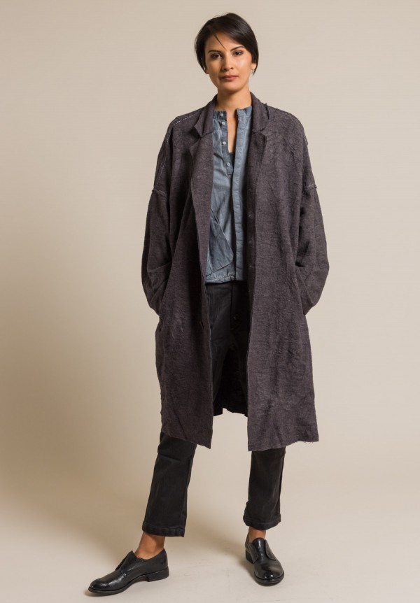 Umit Unal Wool Oversized Coat in Faded Brown
