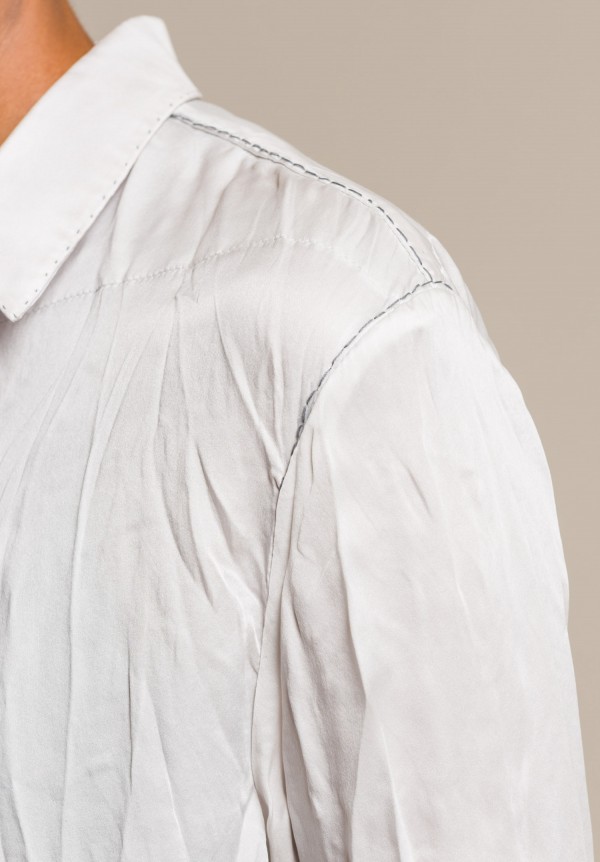 Umit Unal Silk Button-Down Shirt in Cream