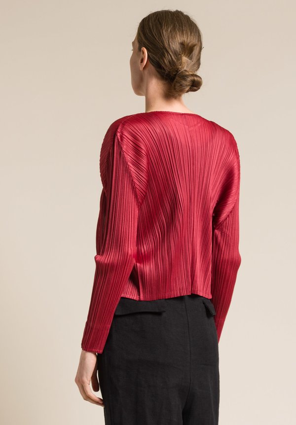 Issey Miyake Pleats Please Short Pleated Jacket in Red