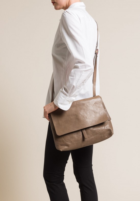 Massimo Palomba Washed Leather Robin Shoulder Bag in Taupe