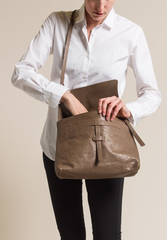 Massimo Palomba Washed Leather Robin Shoulder Bag in Taupe