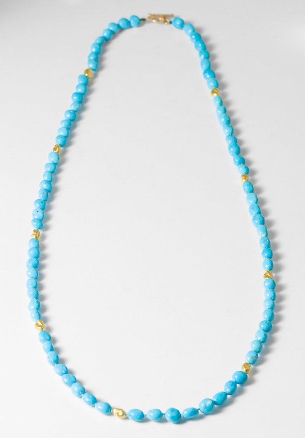 Greig Porter 18K, Knotted Sleeping Beauty Turquoise Bead Necklace ...