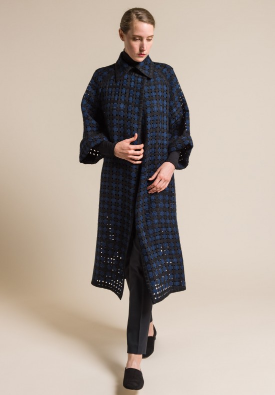 Akris Woven Long Matteo Jacket in Denim/Black | Santa Fe Dry Goods ...