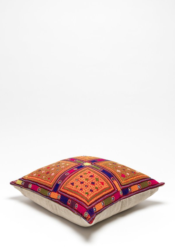 Antique Large Barmer Tribal Pillow in Ravi Reshmi Sutra