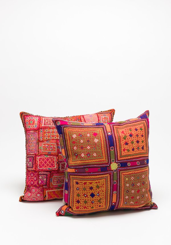 Antique Large Barmer Tribal Pillow in Ravi Reshmi Sutra