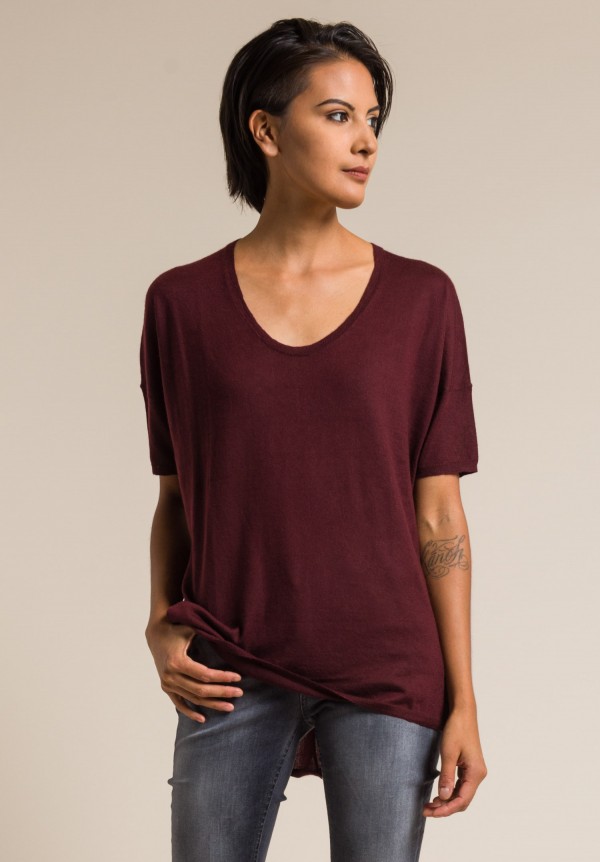 Paychi Guh Worsted Cashmere Boxy Tee in Wine