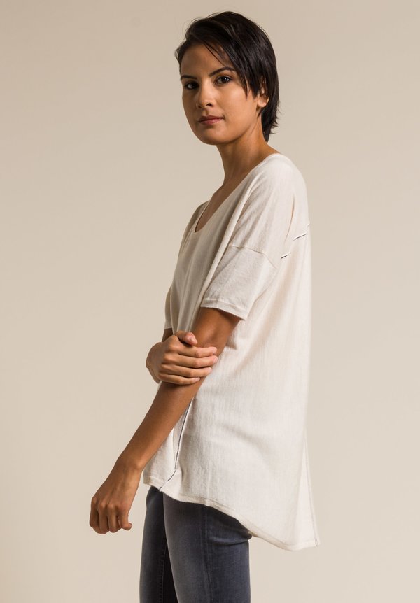 Paychi Guh Worsted Cashmere Boxy Tee in Foam